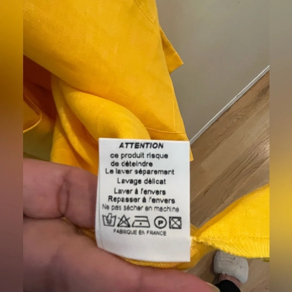 ❤️JMP vintage linen two piece women’s 18 two piece yellow round neck France - Picture 6 of 11